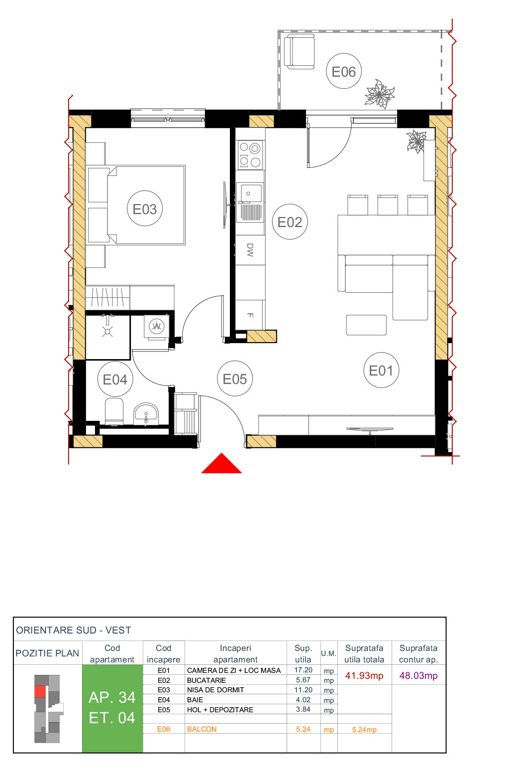 Plan apartament 34