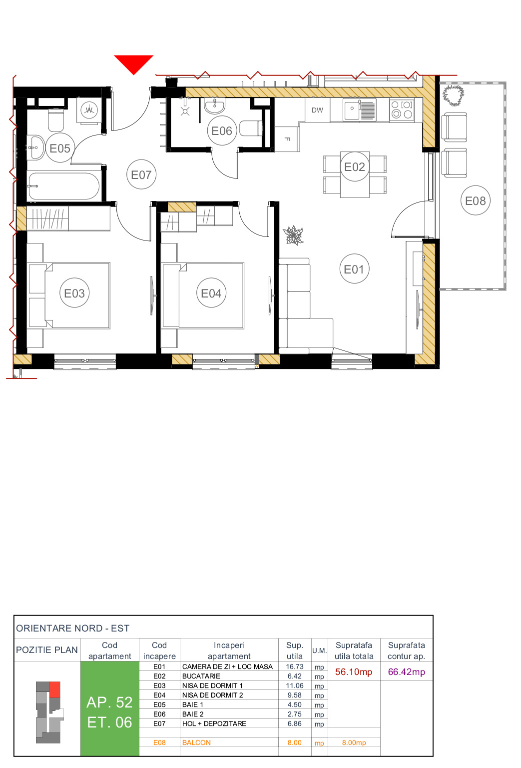 Floor plan — apartment 52