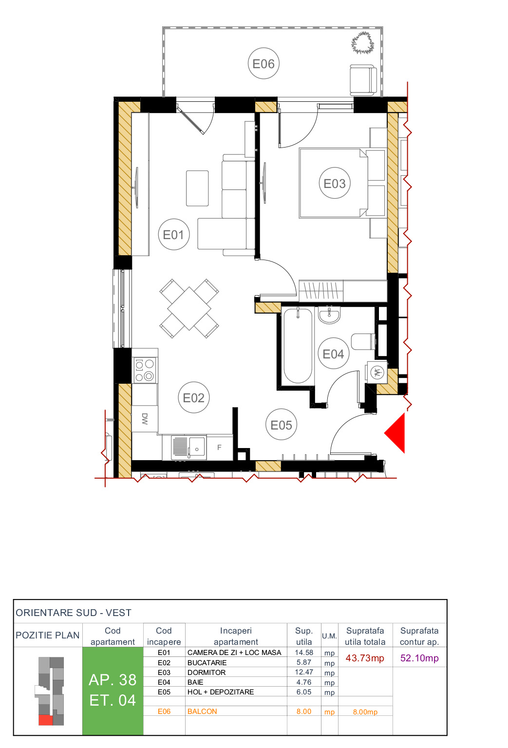 Plan apartament 38