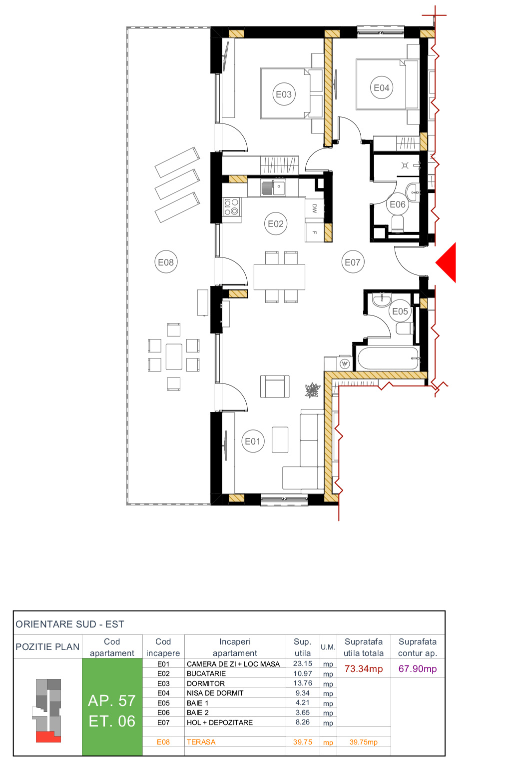 Plan apartament 57